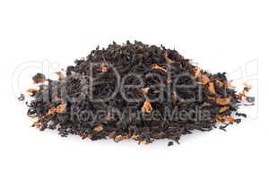 Black dry tea with petals