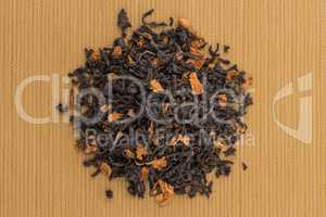 Black dry tea with petals