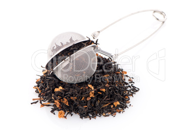 Black dry tea with petals