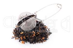 Black dry tea with petals