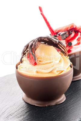 Strawberry and chocolate pastry mousse