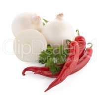 Onion, chilli peppers and parsley