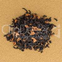 Black dry tea with petals