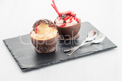 Strawberry and chocolate pastry mousse