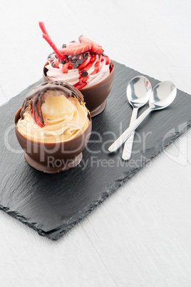 Strawberry and chocolate pastry mousse