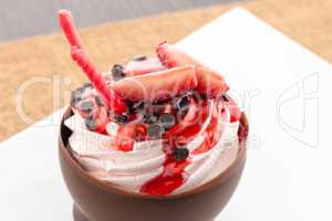 Strawberry and chocolate pastry mousse