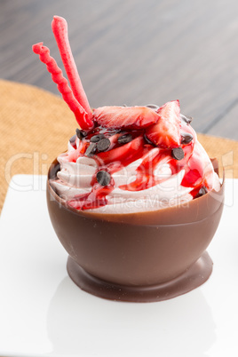 Strawberry and chocolate pastry mousse