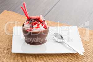 Strawberry and chocolate pastry mousse