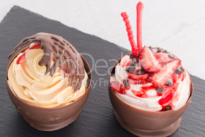 Strawberry and chocolate pastry mousse