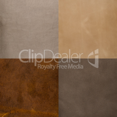 Set of brown leather samples