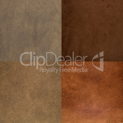 Set of brown leather samples