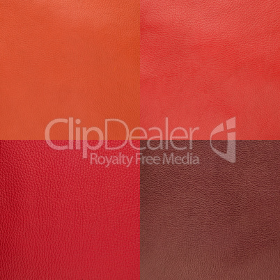 Set of red leather samples