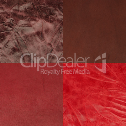 Set of red leather samples