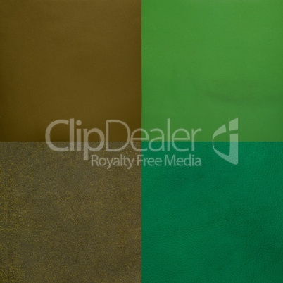 Set of green leather samples