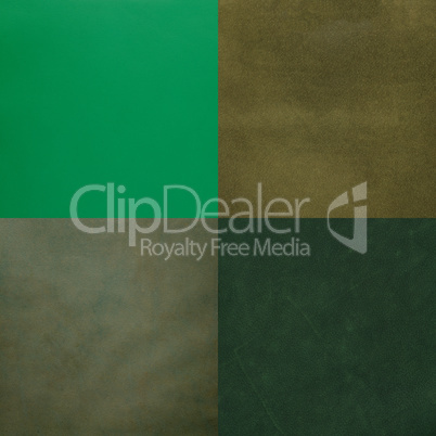 Set of green leather samples