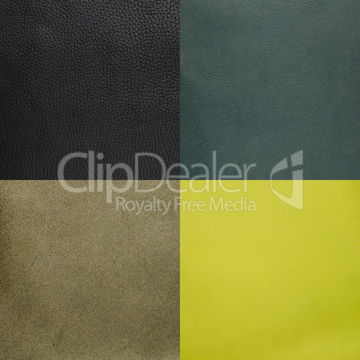 Set of green leather samples