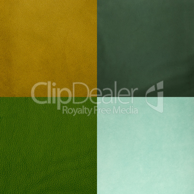 Set of green leather samples