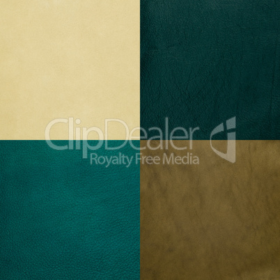 Set of green leather samples