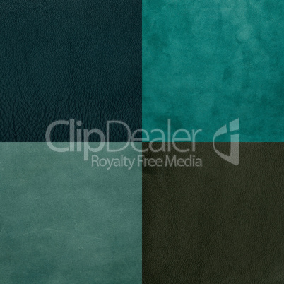 Set of green leather samples