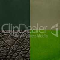 Set of green leather samples