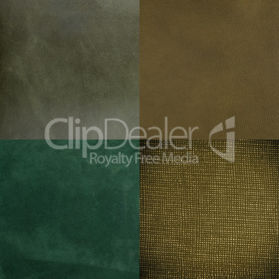 Set of green leather samples