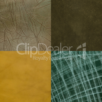 Set of green leather samples