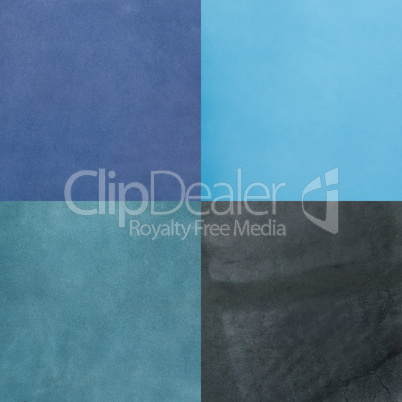 Set of blue leather samples