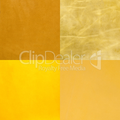 Set of yellow leather samples