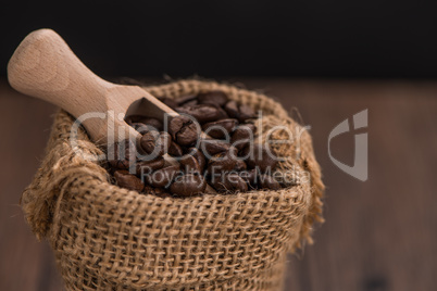 Coffee grains in a bag