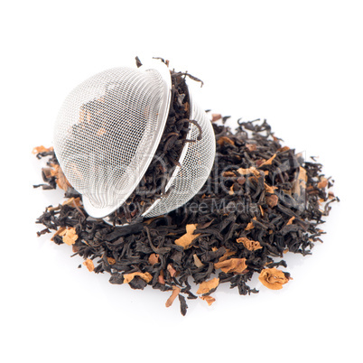 Black dry tea with petals