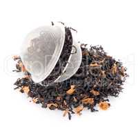 Black dry tea with petals