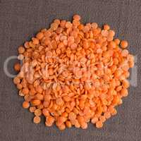 Circle of peeled lentils