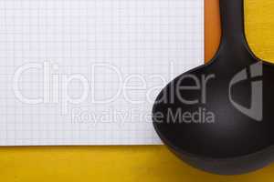 Blank paper for recipes with soup ladle