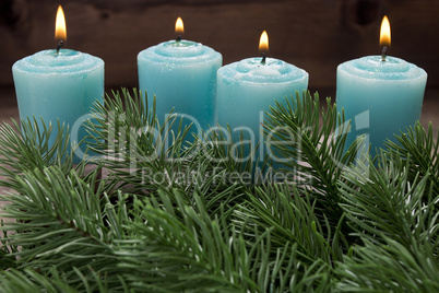 Decorative blue Christmas candle