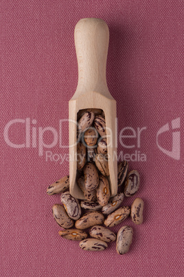 Wooden scoop with pinto beans