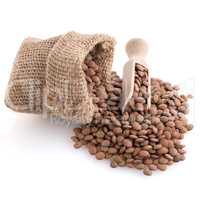 Burlap bag with lentils