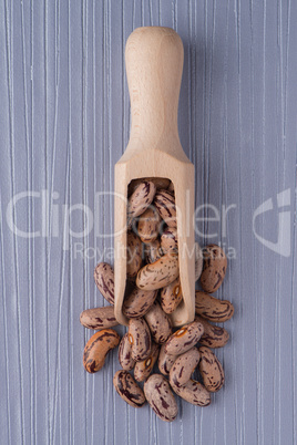 Wooden scoop with pinto beans