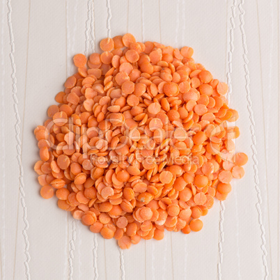 Circle of peeled lentils