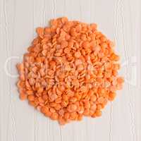 Circle of peeled lentils