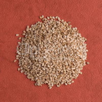 Circle of sesame seeds