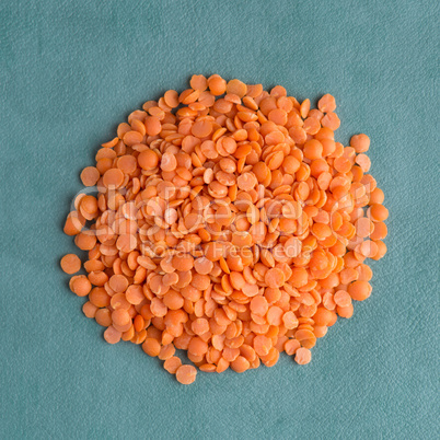 Circle of peeled lentils