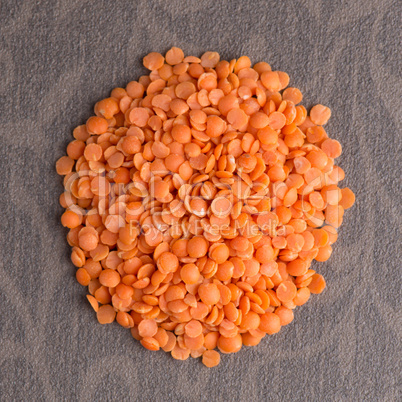 Circle of peeled lentils