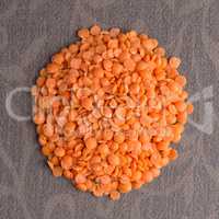 Circle of peeled lentils