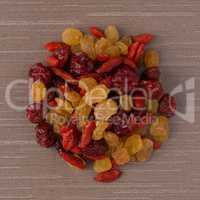 Circle of mixed dried fruits