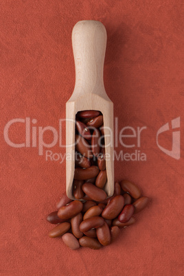 Wooden scoop with red beans