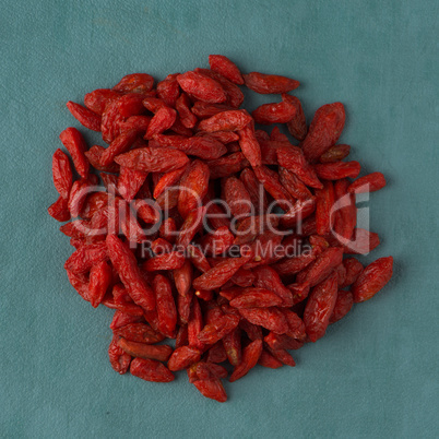 Circle of dry red goji berries