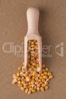 Wooden scoop with corn