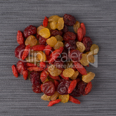 Circle of mixed dried fruits