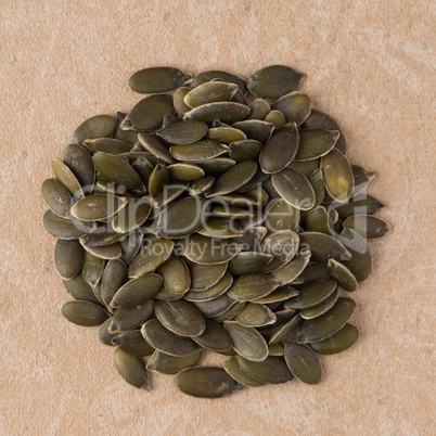 Circle of pumpkin seeds