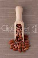 Wooden scoop with red beans